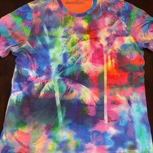 Robert Graham Colorful Palm Print Short Sleeve Tee